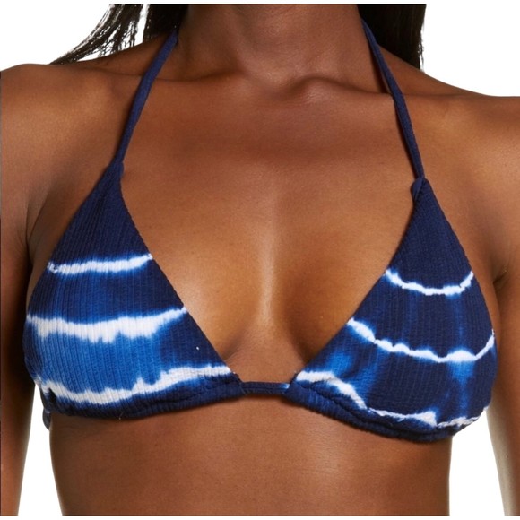 Becca Ionic Triangle Swim Bikini Top Tie Dye‎ Navy Size L - Picture 1 of 3